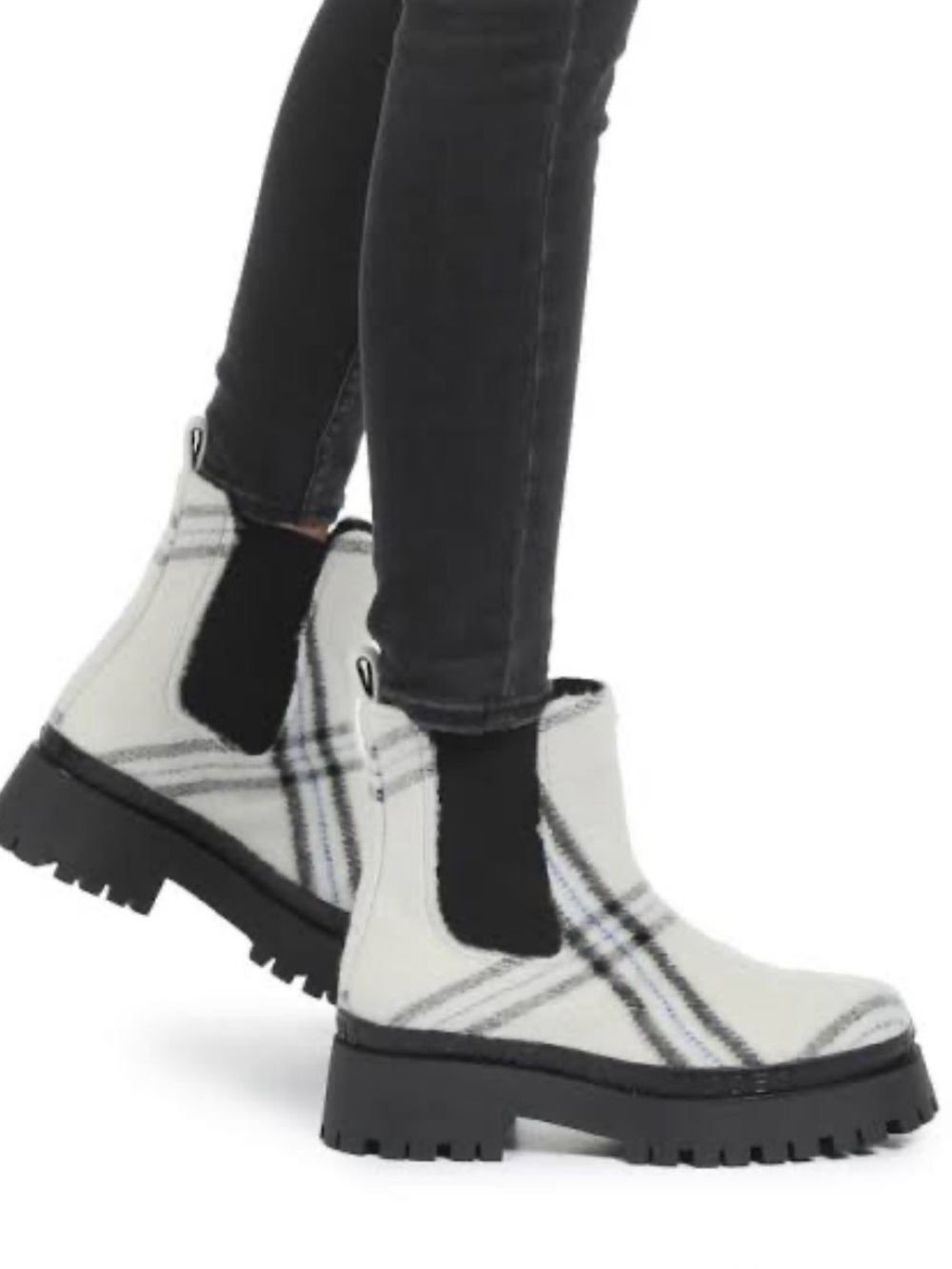 NWT Marc Jacobs The Plaid Boots Wool Chelsea Lug Boots Fall Chunky boot 9.5/10
